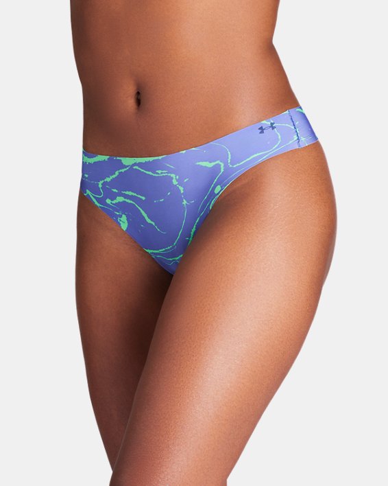 Women's UA Pure Stretch 3-Pack Printed No Show Thong, Purple, pdpMainDesktop image number 2